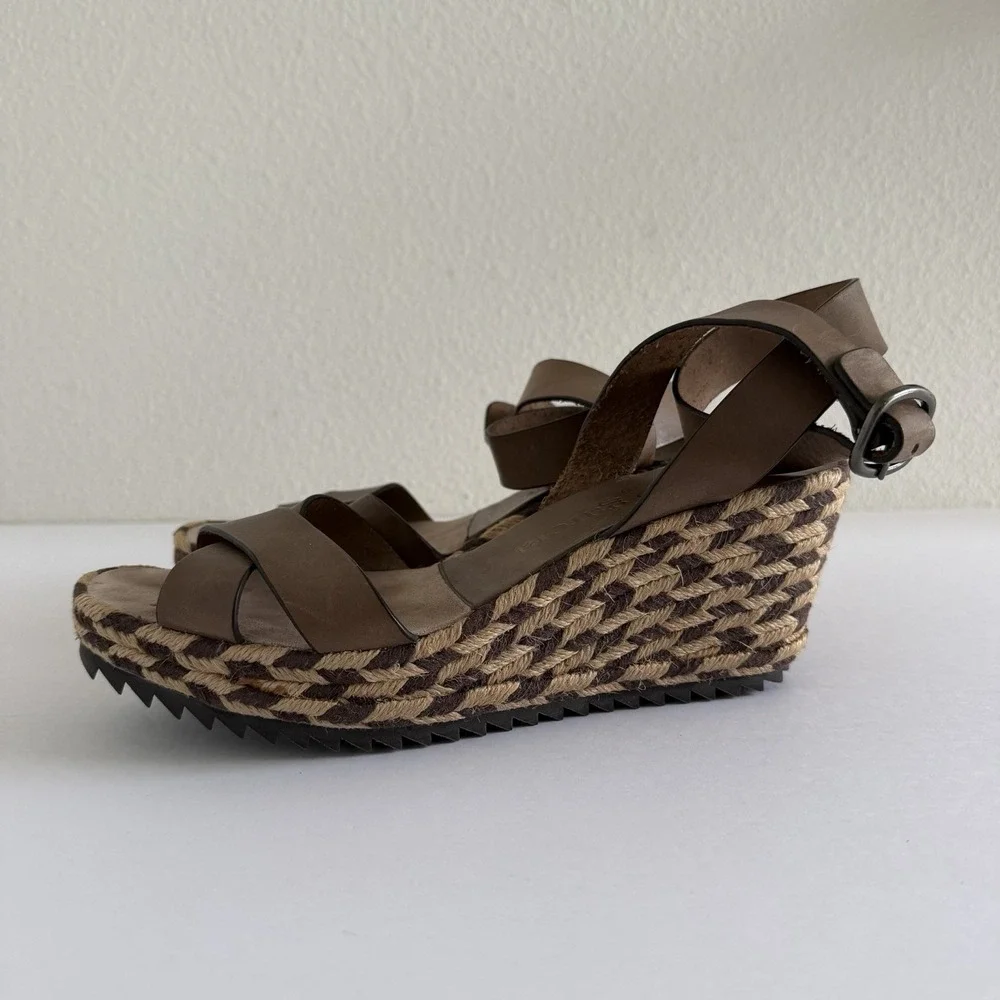 Pedro García Woven Chevron Wedge Espadrille Sandal Womens Size 38 Made in Spain